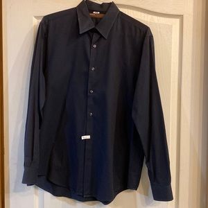 Perry Ellis Mens Neck Size 16.5 Navy Blue Shirt